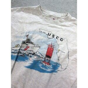 Vintage 1996 USCG COAST GUARD T-shirt Size Large St. Pete TSF Made in USA Gray